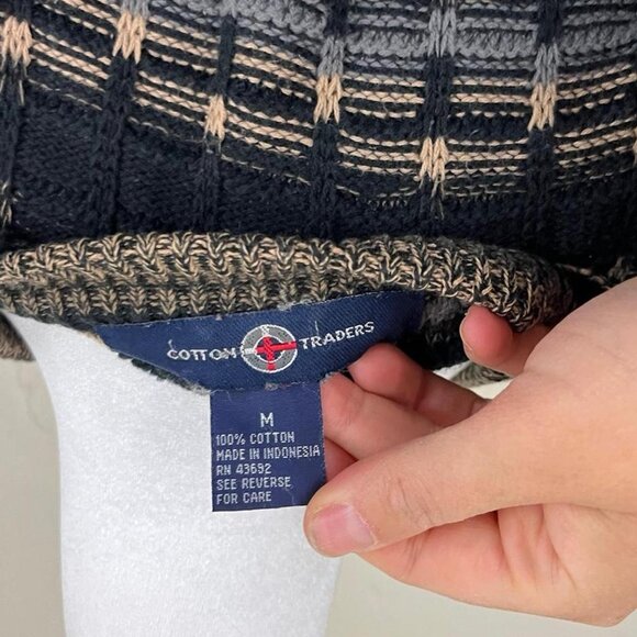 block gray and beige striped vintage 90s chunky knit sweater - Picture 8 of 8